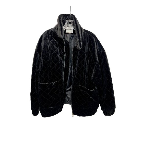 I.AM.GIA Black Contraband Velvet Quilted Jacket - Size M - Picture 2 of 10